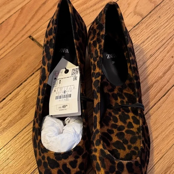 Zara Leopard Print Women's Flats 39 - Picture 2 of 4